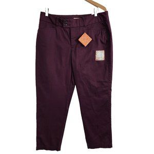 Dockers Women's Metro Ankle Truly Slimming Pants Size 12 Womens Burgundy New